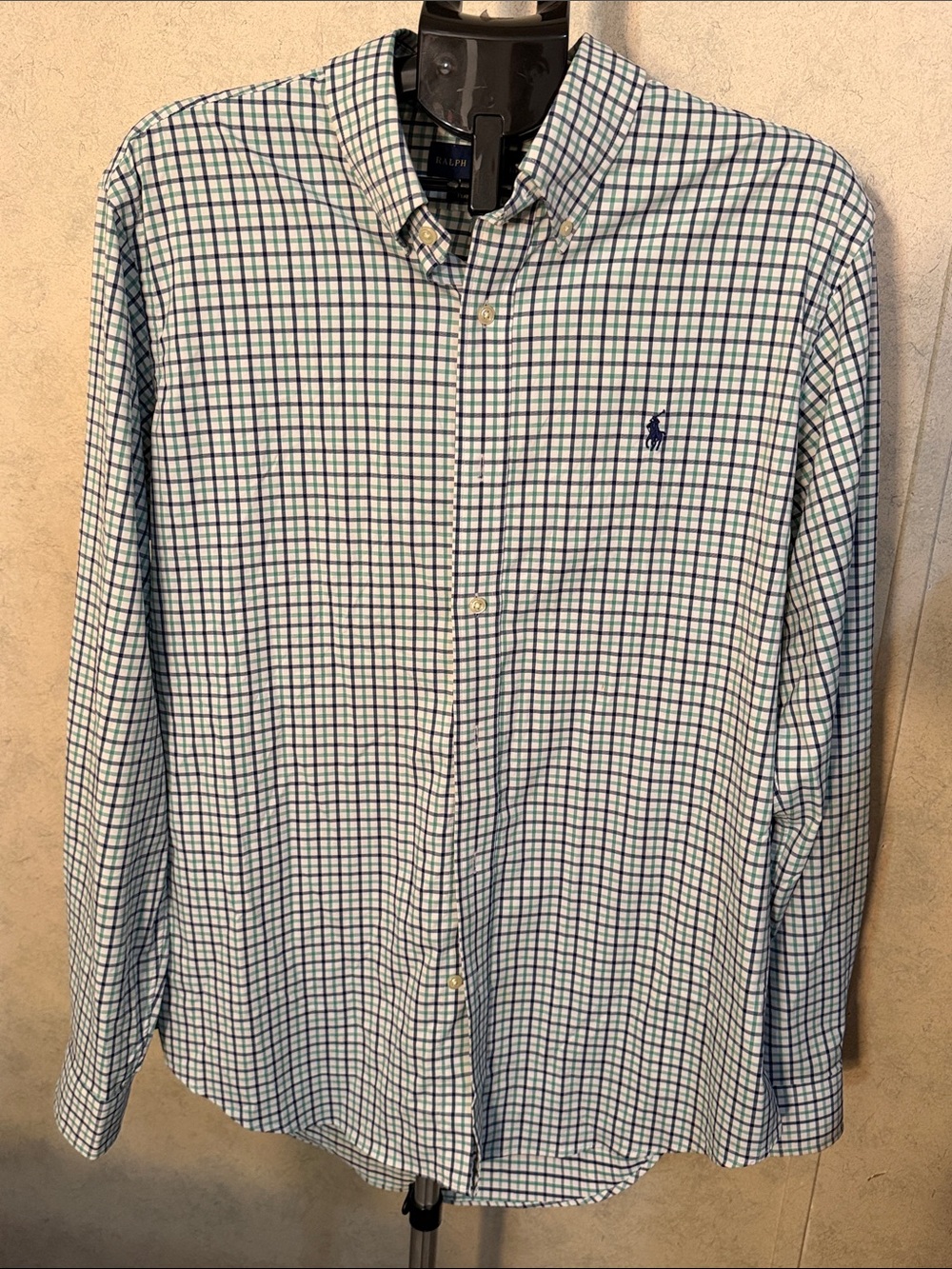 Polo Ralph Lauren Classic Fit Performance Plaid Shirt - Navy/Green - Size L
